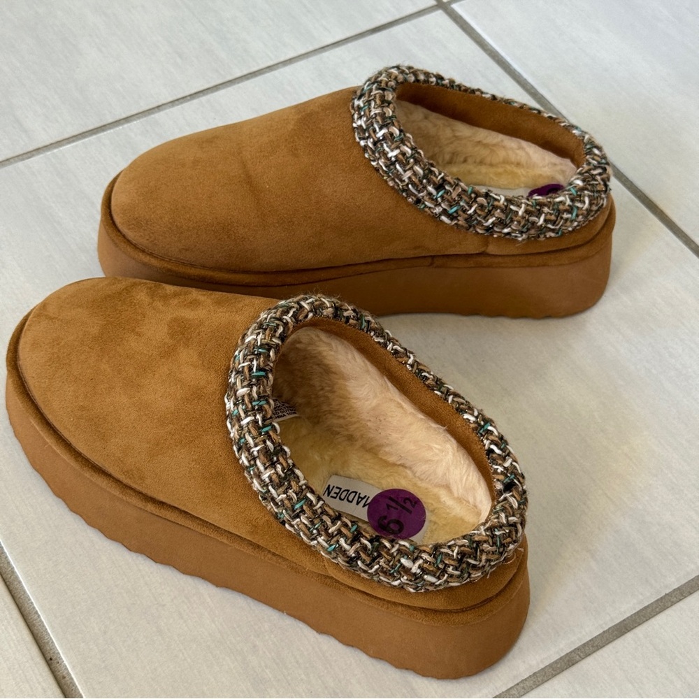 Steve Madden Selden Slippers Women Faux Fur Mule Platform 6.5. New without box